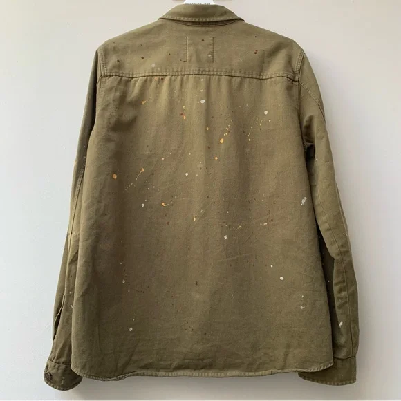 Zara khaki denim shacket chore shirt jacket paint splatter size medium - Picture 3 of 10